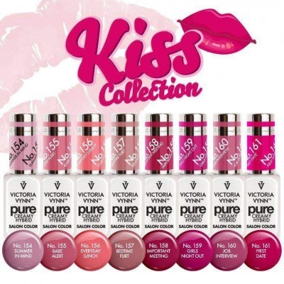 Nove vernizes Victoria Vynn Kiss Collection em tons de rosa e vermelho com tampas prateadas