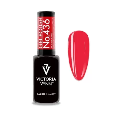 Esmalte gel Victoria Vynn No.436 vermelho brilhante com frasco preto e tampa vermelha