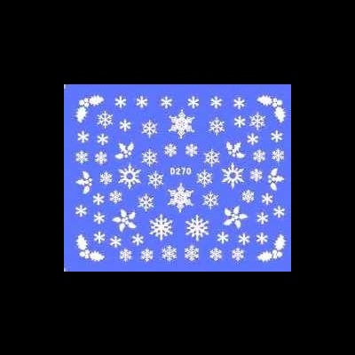 Autocolantes para unhas com vários flocos de neve brancos em fundo azul