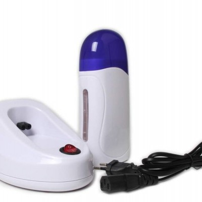 Aparelho de depilação de cera branco com frasco de cera e cabo elétrico