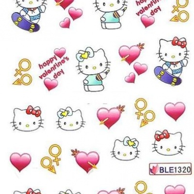 Autocolantes Hello Kitty, corações e símbolos de género dourados