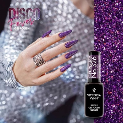 Unhas com verniz gel roxo brilhante Victoria Vynn disco fever
