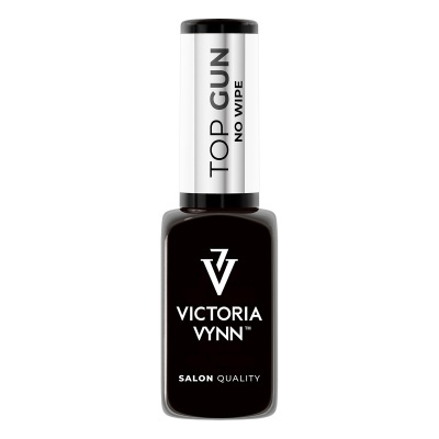 Frasco preto de verniz de unhas Victoria Vynn Top Gun com tampa branca e preta