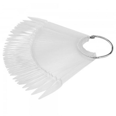 Paleta de unhas artificial transparente em anel metálico