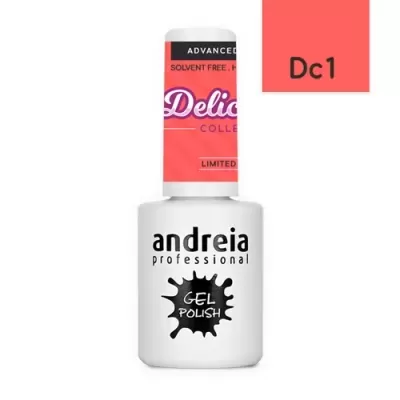 Verniz gel Andreia professional branco com tampa coral e amostra de cor Dc1