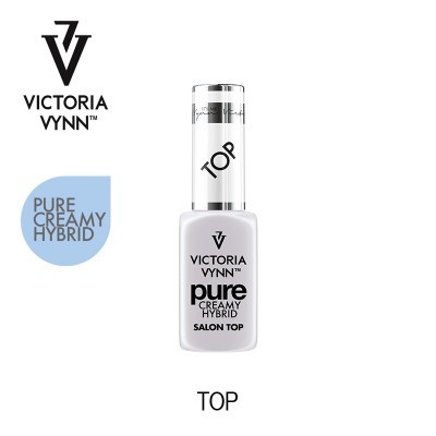 Frasco de verniz de unhas Victoria VYNN Pure Creamy Hybrid Salon Top branco com tampa prateada