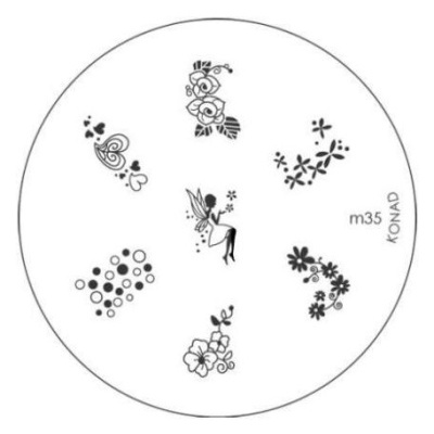 Disco metálico redondo para carimbos de unhas com desenhos preto e branco