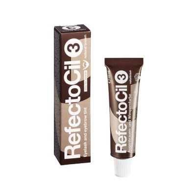 Frasco e embalagem de tinta RefectoCil número 3 castanho natural