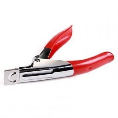 Alicate com pega vermelha e corpo metálico prateado para cortar unhas