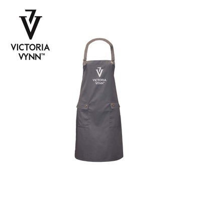 Avental cinza escuro com logo Victoria Vynn
