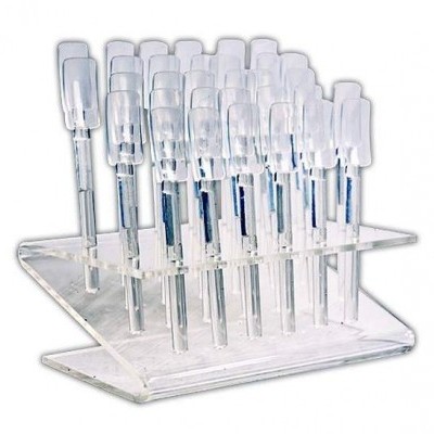 Conjunto de pincéis de maquilhagem transparentes com suporte acrílico