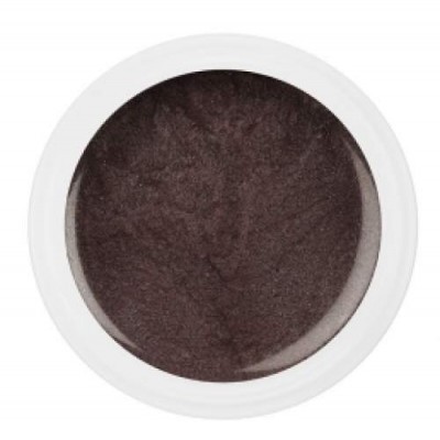 Produto redondo com bordo branco e interior castanho escuro liso