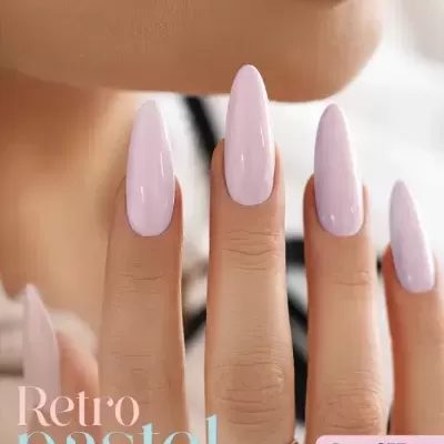 Unhas poste cores rosa pastel com texto Retro pastel pure