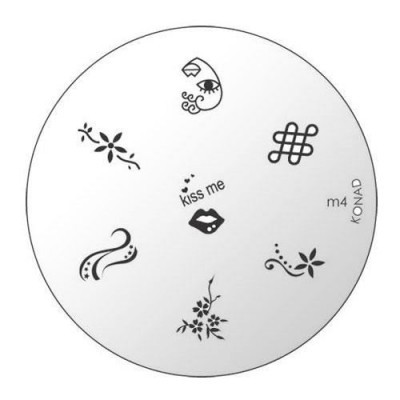 Placa metálica redonda com padrões para decoração de unhas
