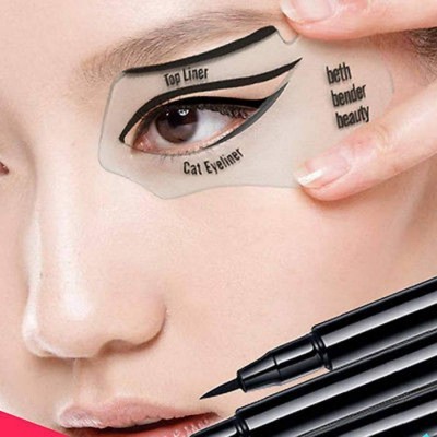 Molde transparente para aplicação de eyeliner sobre o olho
