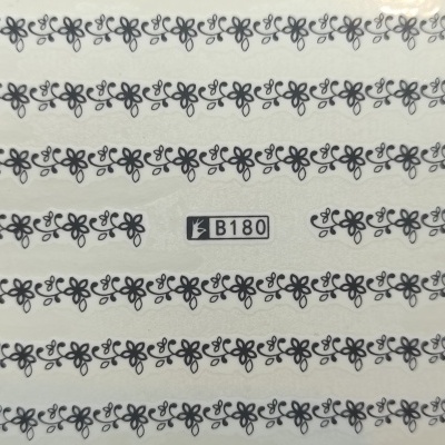 Autocolantes para unhas com padrões florais pretos