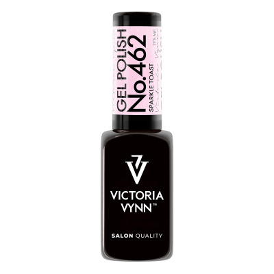 Frasco de verniz gel Victoria Vynn com rótulo rosa e texto em branco
