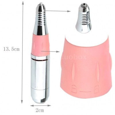 Aparelho elétrico pequeno para cuidados pessoais com corpo metálico e silicone rosa