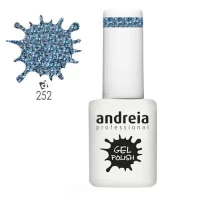 Verniz gel para unhas Andreia Professional branco com tampa e detalhe azul glitter