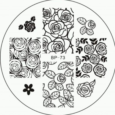 placa redonda de metal para unhas com padrões de flores e rosas