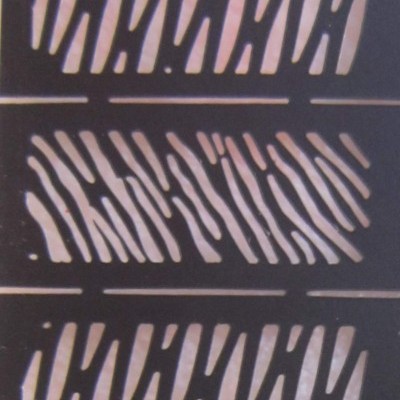 Stencil de plástico preto com padrões de linhas irregulares