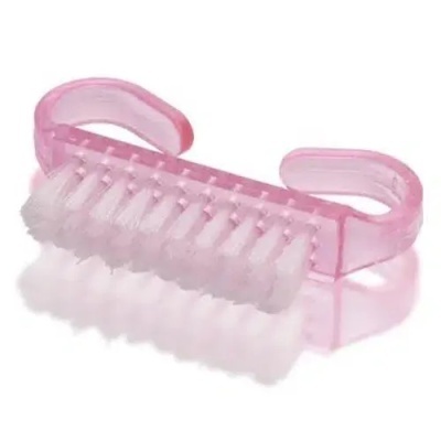 Escova de unhas rosa com cerdas brancas