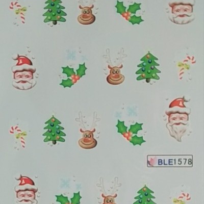 Autocolantes de Natal com Pai Natal, rena, árvore, azevinho e bengala de doces