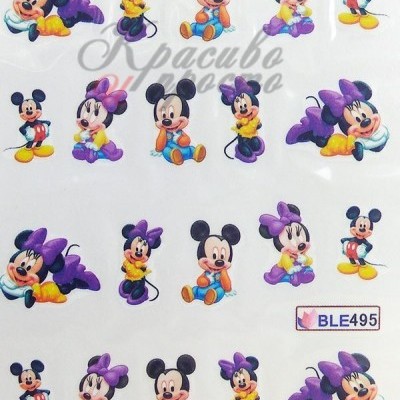 Autocolantes coloridos dos personagens Mickey e Minnie Mouse com código BLE495