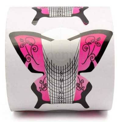 Rolo de papel autocolante para unhas em formato de borboleta com padrão rosa e preto