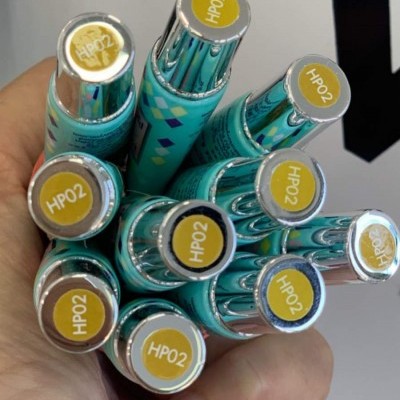 Conjunto de canetas HP02 azul-turquesa com tampa prateada