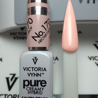 Frasco de verniz Victoria Vynn Pure Creamy Hybrid com amostra de cor rosa