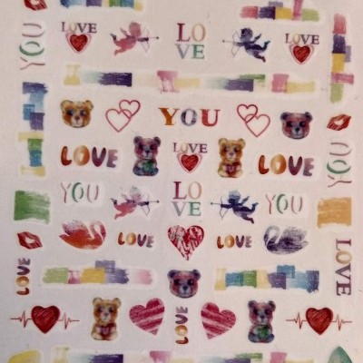 Autocolantes coloridos com temas de amor e corações