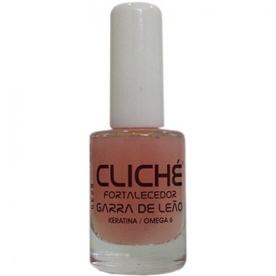 Frasco de fortalecedor de unhas Cliché com tampa branca e líquido rosa claro