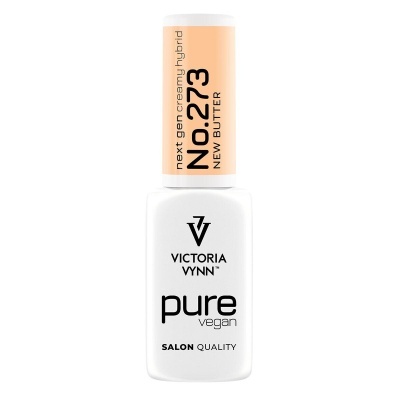Frasco de verniz de unhas Victoria Vynn pure vegan com tampa pêssego e frasco branco.