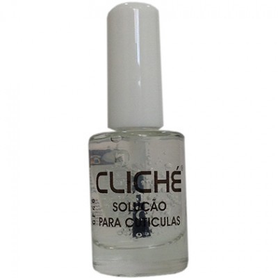 Frasco transparente de solução para cutículas CLICHÉ com tampa branca