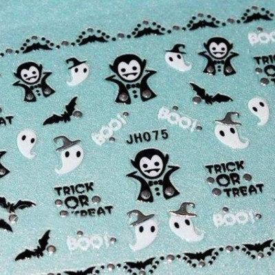 Folha de adesivos de Halloween com vampiros, fantasmas e morcegos