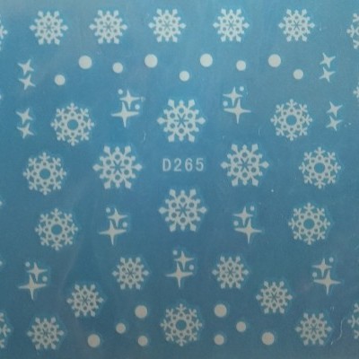 Película de unhas azul com flocos de neve e estrelas brancas