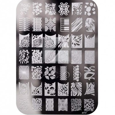 Placa metálica para carimbos de unhas com vários padrões gravados em metal