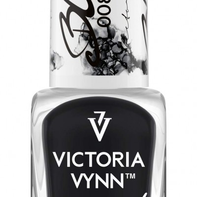 Frasco de verniz para unhas preto da Victoria Vynn com tampa branca e texto preto