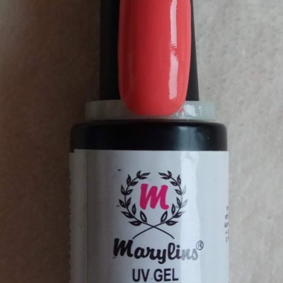 Frasco de verniz gel UV cor salmão Marylins com etiqueta branca