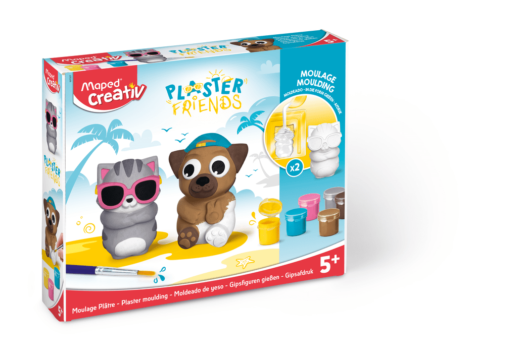 Moldagem em Gesso Plaster Friends - Cão e Gato Caixa de molde para gesso Maped Creativ Plaster Friends com moldes e tintas