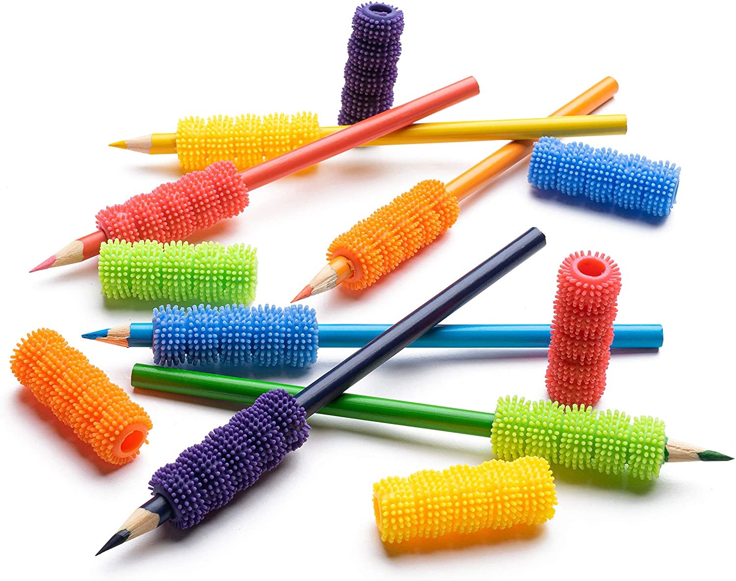 Adaptador para lápis texturizado Lápis de cor com empunhaduras coloridas texturizadas em contas
