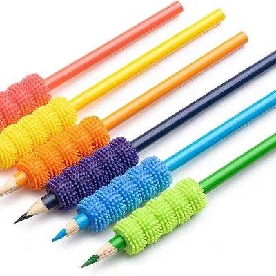 Adaptador para lápis texturizado Lápis coloridos com protetores de borracha texturizados coloridos para melhorar a pegada
