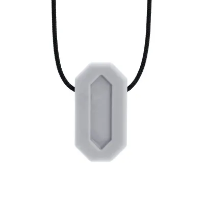 Mordedor em colar - ARK MiniBite™ (Cinza) Colar com pendente retangular branco e cordão preto