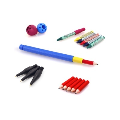 Conjunto de Escrita Tran-Quill® da ARK (com caixa) Lápis de cor, marcadores coloridos, lápis normal com pega de esponja e dois dados de plástico