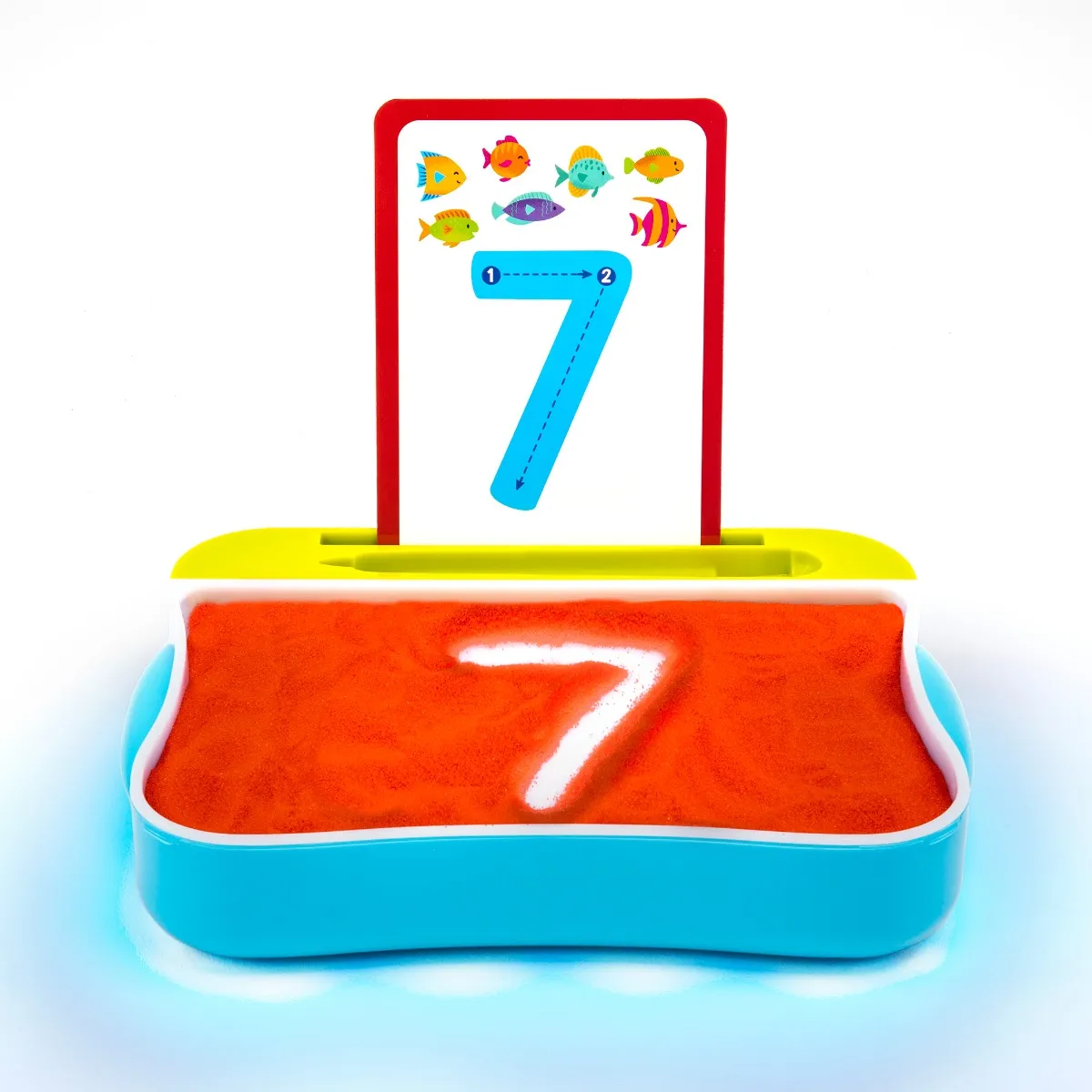 Conjunto Escrita Luminosa em Areia Conjunto educativo com areia e cartão número sete