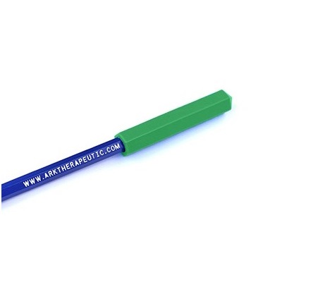 Mordedor lápis ARK's Krypto-bite® Lápis azul com ponta de borracha verde e texto impresso