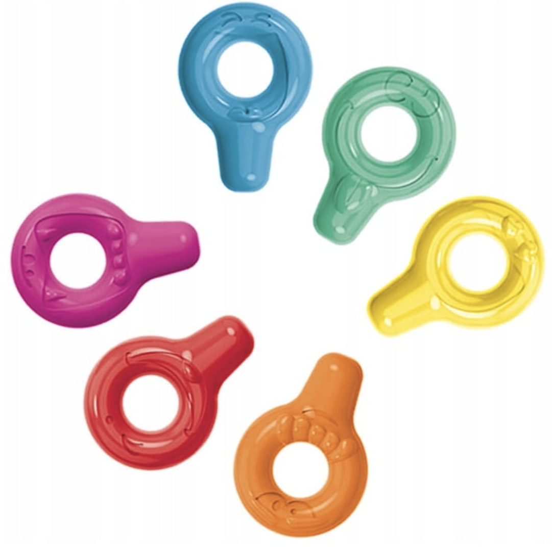 6 Lápis de Cera Maped para Bebé, preensão fácil argola Seis mordedores coloridos em círculo