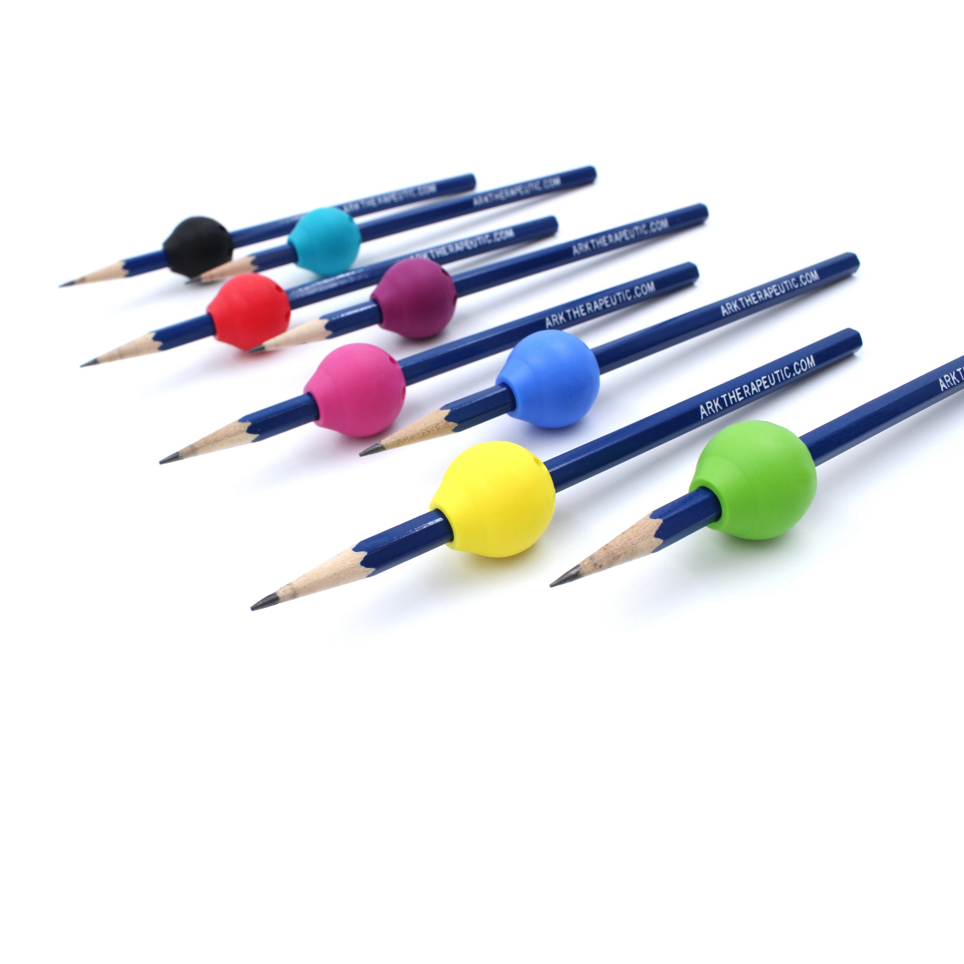 Adaptador para lápis, Butter Grip da ARK (2 unidades) Lápis azuis com borrachas coloridas esféricas
