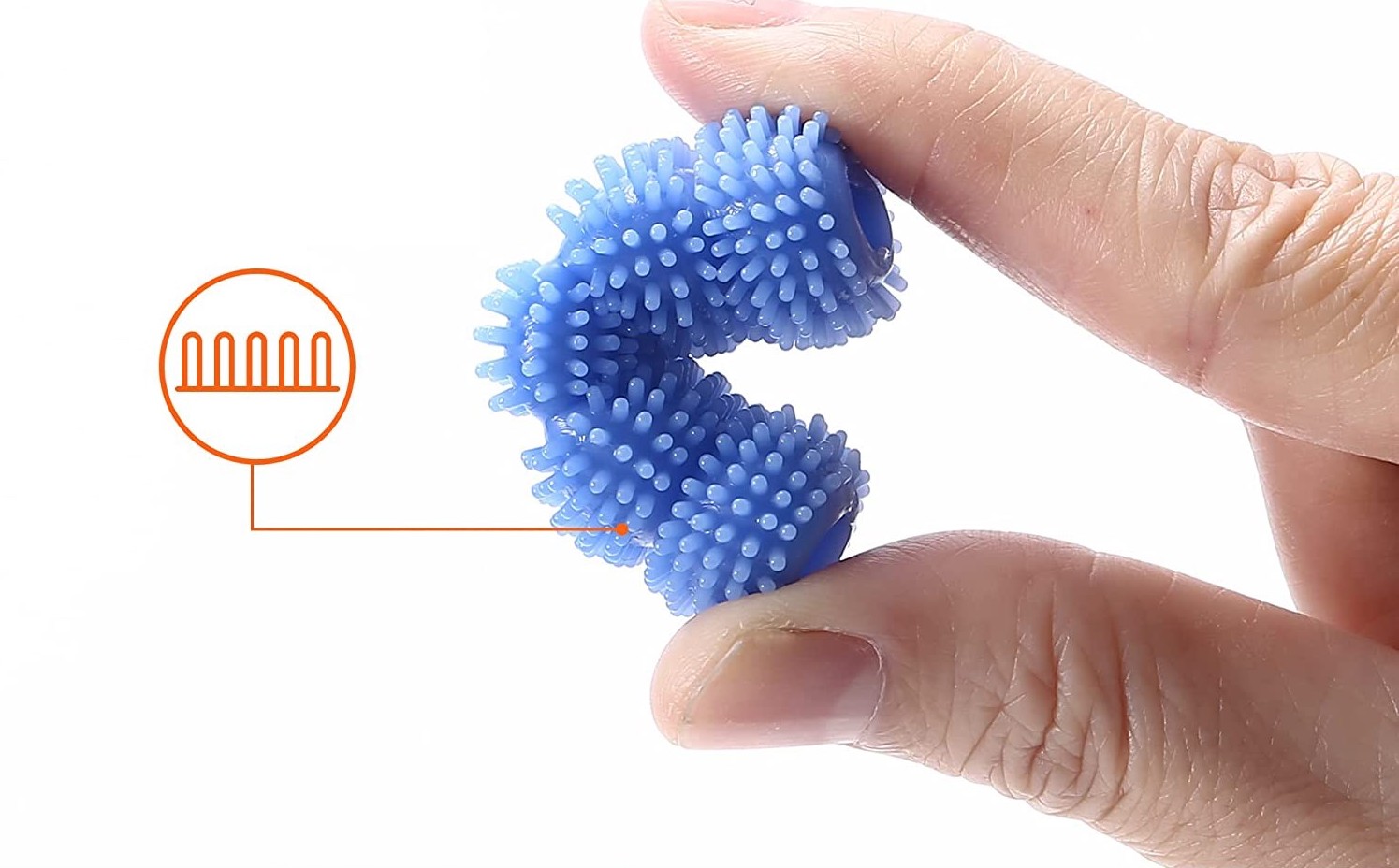 Adaptador para lápis texturizado Escova de silicone azul flexível com cerdas pequenas, segurada pelos dedos